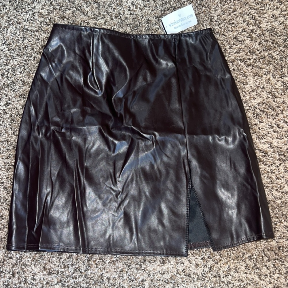 Dark brown pleather skirt